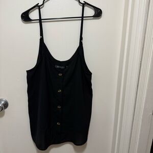 BBYES Black Button-Front Spaghetti Strap Camisole